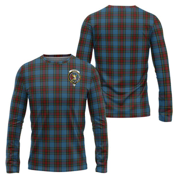 Stewart Royal Blue Tartan Long Sleeve T-Shirt with Family Crest