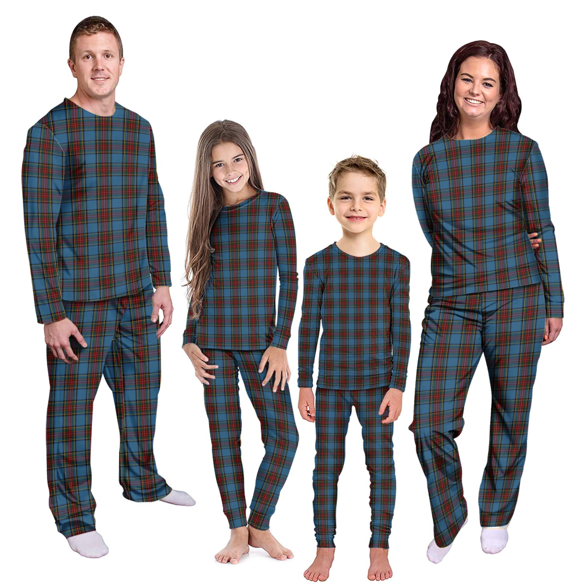 Stewart Royal Blue Tartan Pajamas Family Set Kid - Tartan Vibes Clothing