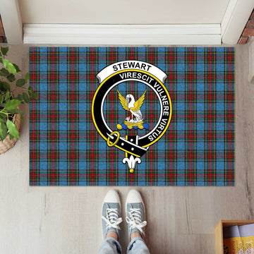 Stewart Royal Blue Tartan Door Mat with Family Crest