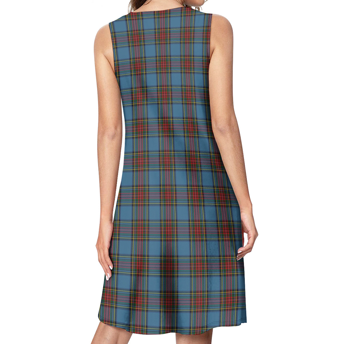 Stewart Royal Blue Tartan Womens Casual Dresses - Tartanvibesclothing