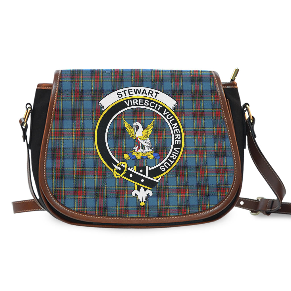 Stewart Royal Blue Tartan Saddle Bag with Family Crest - Tartan Vibes Clothing