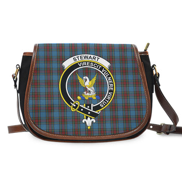 Stewart Royal Blue Tartan Saddle Bag with Family Crest