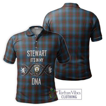 Stewart Royal Blue Tartan Polo Shirt with Family Crest DNA In Me Style