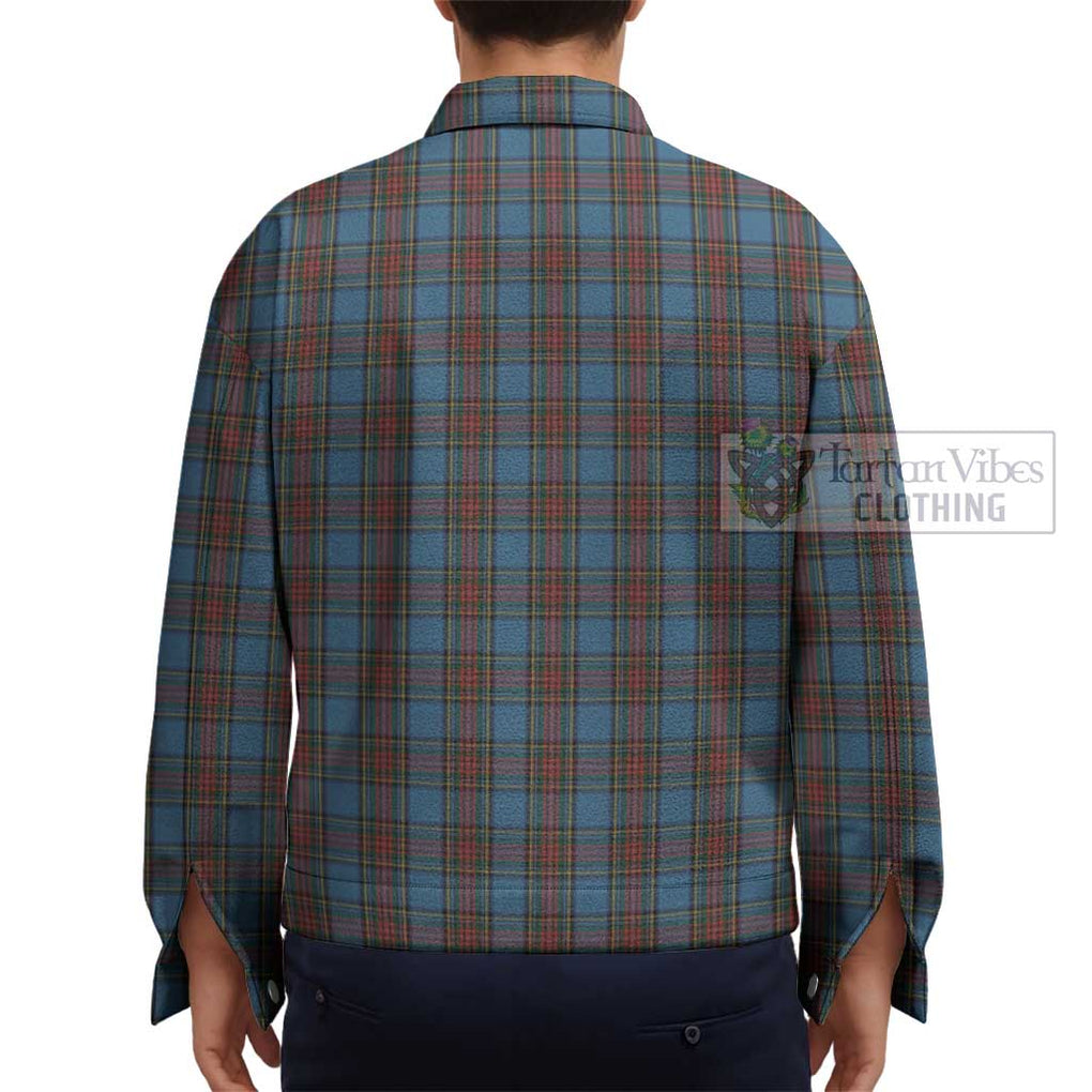 Stewart Royal Blue Tartan Unisex Lapel Cotton Jacket - Tartan Vibes Clothing