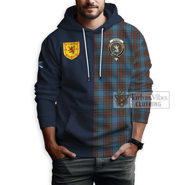 Stewart Royal Blue Tartan Hoodie Alba with Scottish Lion Royal Arm Half Style