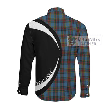 Stewart Royal Blue Tartan Long Sleeve Button Up with Family Crest Circle Style