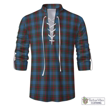 Stewart Royal Blue Tartan Men's Scottish Traditional Jacobite Ghillie Kilt Shirt