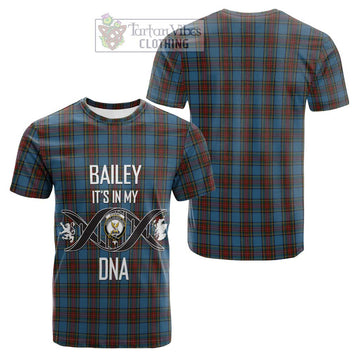 Stewart Royal Blue Tartan Cotton T-shirt with Family Crest DNA In Me Style