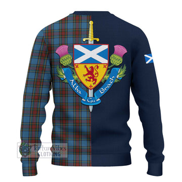 Stewart Royal Blue Tartan Ugly Sweater with Scottish Lion Royal Arm Half Style