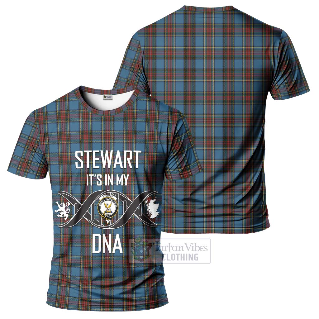 Stewart Royal Blue Tartan T-Shirt with Family Crest DNA In Me Style - Tartan Vibes Clothing