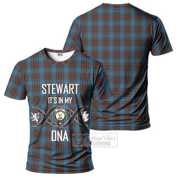 Stewart Royal Blue Tartan T-Shirt with Family Crest DNA In Me Style