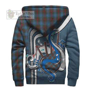 Stewart Royal Blue Tartan Sherpa Hoodie with Epic Bagpipe Style