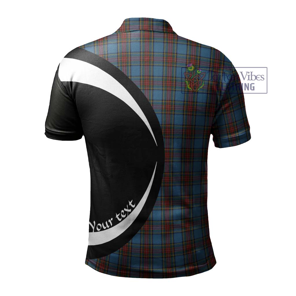 Stewart Royal Blue Tartan Men's Polo Shirt with Family Crest Circle Style - Tartan Vibes Clothing