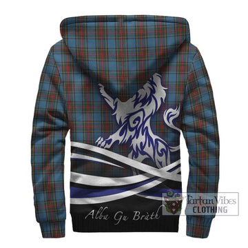 Stewart Royal Blue Tartan Sherpa Hoodie with Alba Gu Brath Regal Lion Emblem