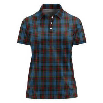 Stewart Royal Blue Tartan Polo Shirt For Women