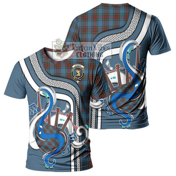 Stewart Royal Blue Tartan T-Shirt with Epic Bagpipe Style