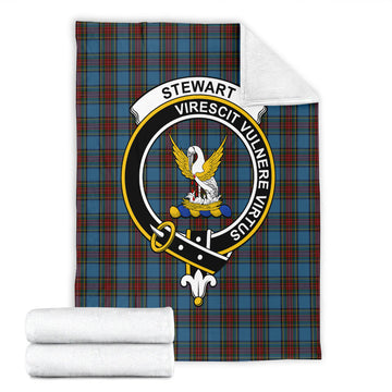 Stewart Royal Blue Tartan Blanket with Family Crest