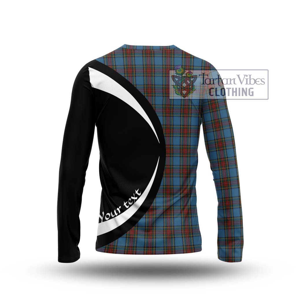 Stewart Royal Blue Tartan Long Sleeve T-Shirt with Family Crest Circle Style - Tartan Vibes Clothing