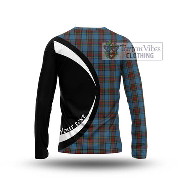 Stewart Royal Blue Tartan Long Sleeve T-Shirt with Family Crest Circle Style