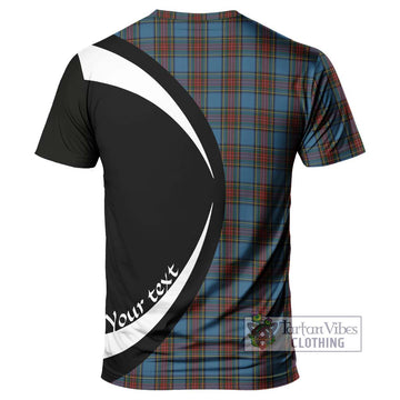 Stewart Royal Blue Tartan T-Shirt with Family Crest Circle Style