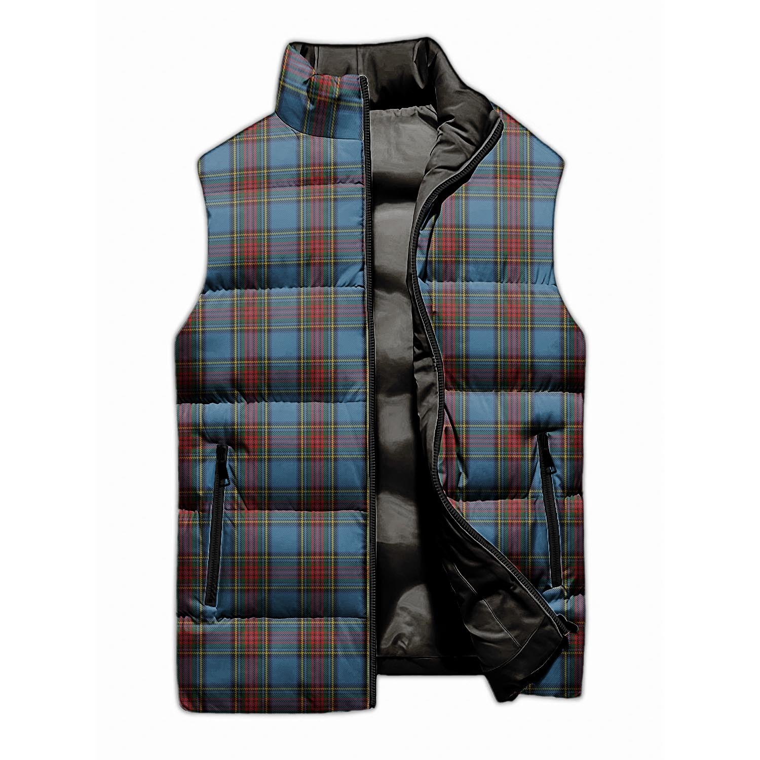 Stewart Royal Blue Tartan Sleeveless Puffer Jacket - Tartanvibesclothing