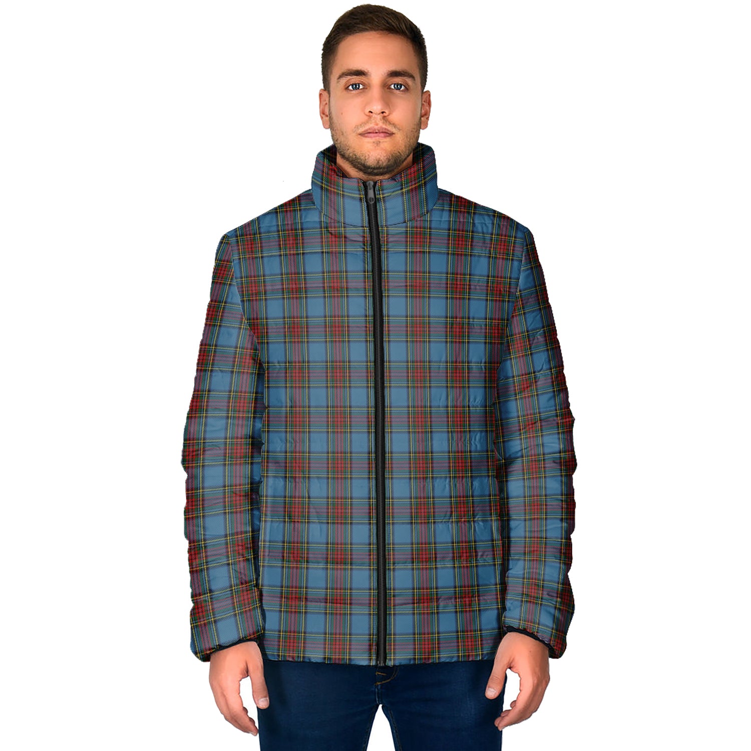 Stewart Royal Blue Tartan Padded Jacket - Tartan Vibes Clothing