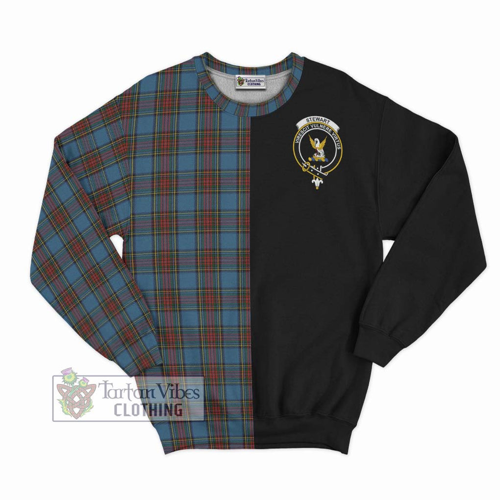 Stewart Royal Blue Tartan Sweatshirt with Family Crest and Half Of Me Style - Tartanvibesclothing Shop