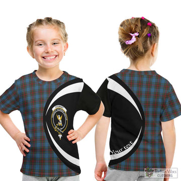 Stewart Royal Blue Tartan Kid T-Shirt with Family Crest Circle Style