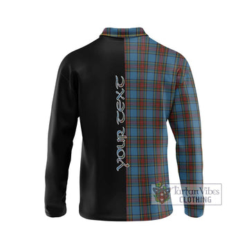 Stewart Royal Blue Tartan Long Sleeve Polo Shirt with Family Crest and Half Of Me Style