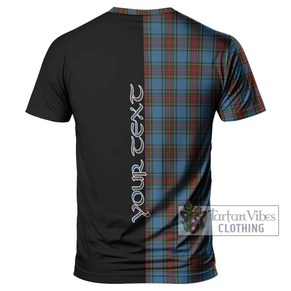 Stewart Royal Blue Tartan T-Shirt with Family Crest and Half Of Me Style - Tartanvibesclothing Shop