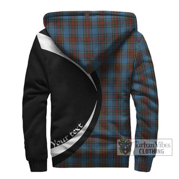 Stewart Royal Blue Tartan Sherpa Hoodie with Family Crest Circle Style