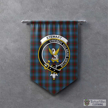 Stewart Royal Blue Tartan Gonfalon, Tartan Banner with Family Crest