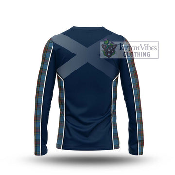 Stewart Royal Blue Tartan Long Sleeve T-Shirt with Family Crest and Lion Rampant Vibes Sport Style