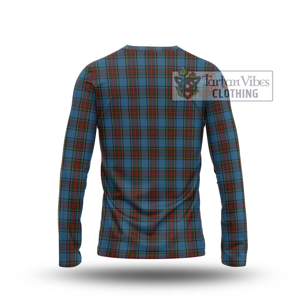 Stewart Royal Blue Tartan Long Sleeve T-Shirt with Family Crest DNA In Me Style - Tartanvibesclothing Shop