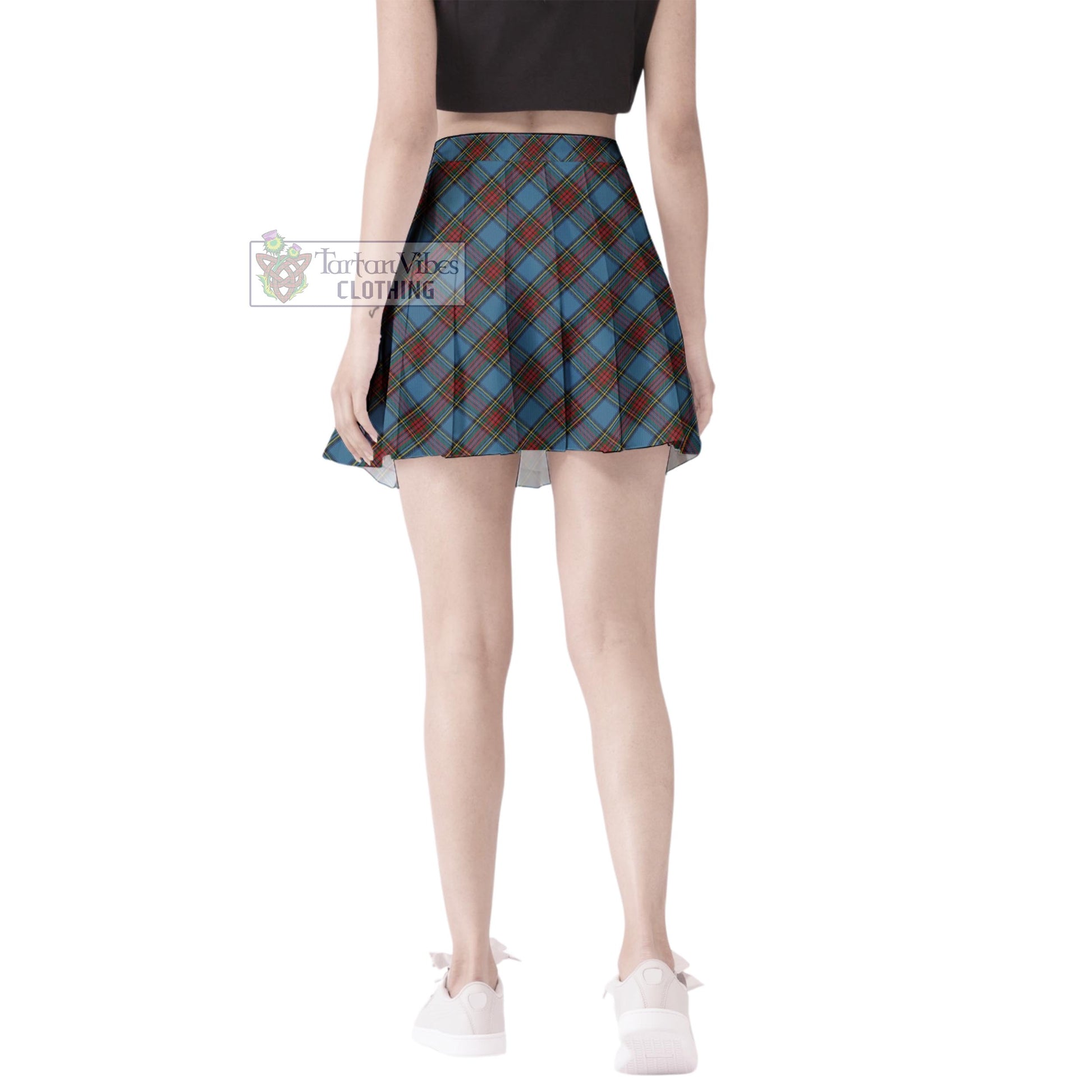 Tartan Vibes Clothing Stewart Royal Blue Tartan Women's Plated Mini Skirt