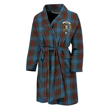 Stewart Royal Blue Tartan Bathrobe with Family Crest