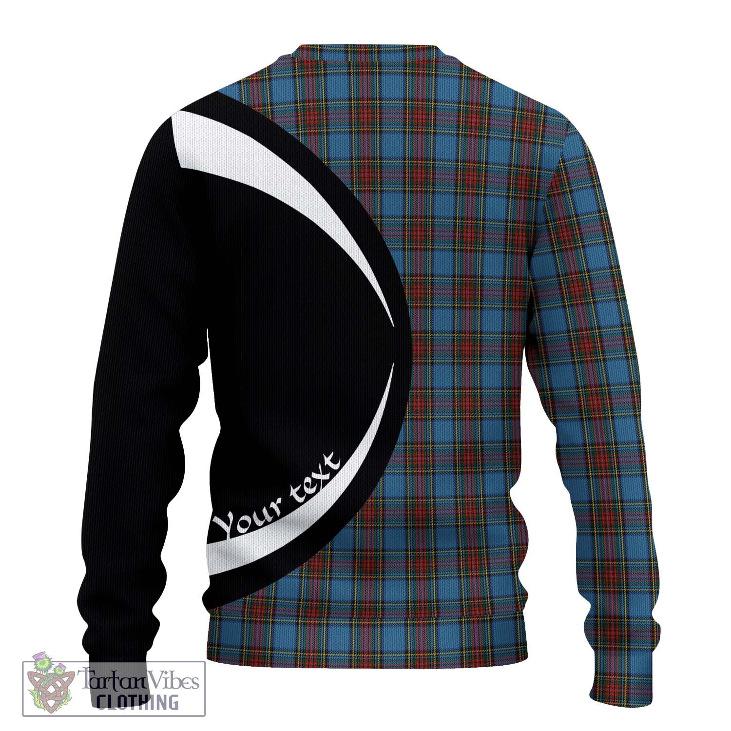 Stewart Royal Blue Tartan Knitted Sweater with Family Crest Circle Style - Tartan Vibes Clothing