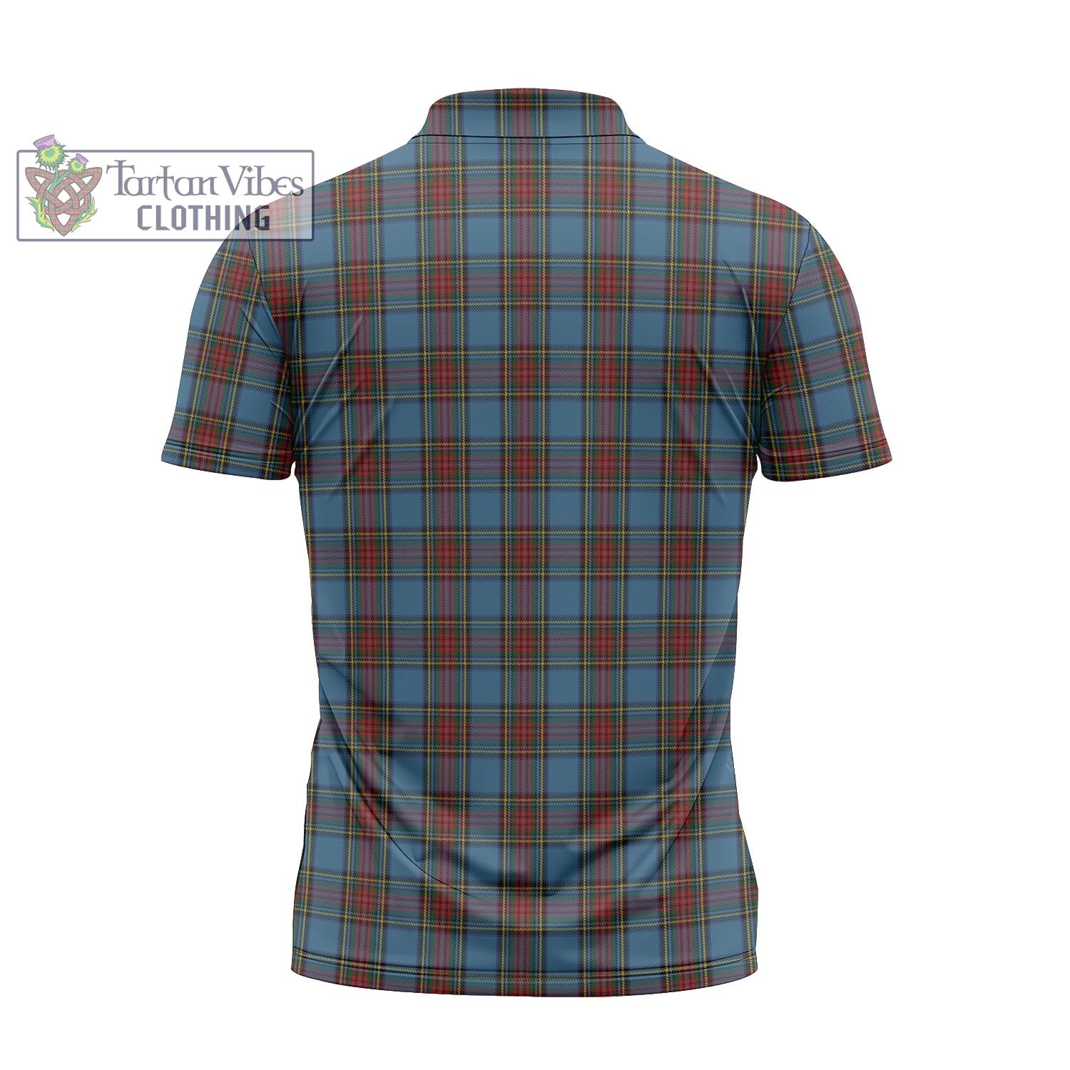 Tartan Vibes Clothing Stewart Royal Blue Tartan Zipper Polo Shirt