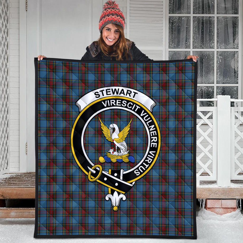 stewart-royal-blue-tartan-quilt-with-family-crest