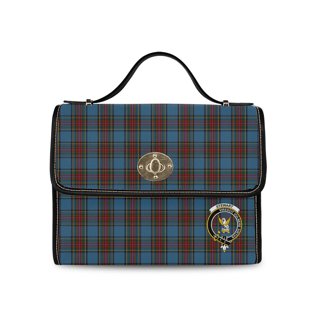 stewart-royal-blue-tartan-leather-strap-waterproof-canvas-bag-with-family-crest