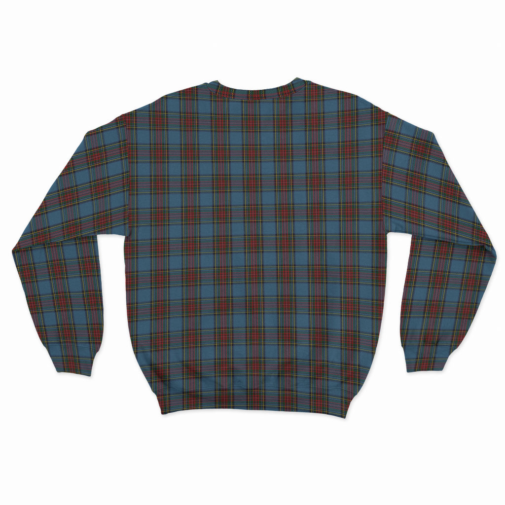 Stewart Royal Blue Tartan Sweatshirt with Family Crest - Tartan Vibes Clothing