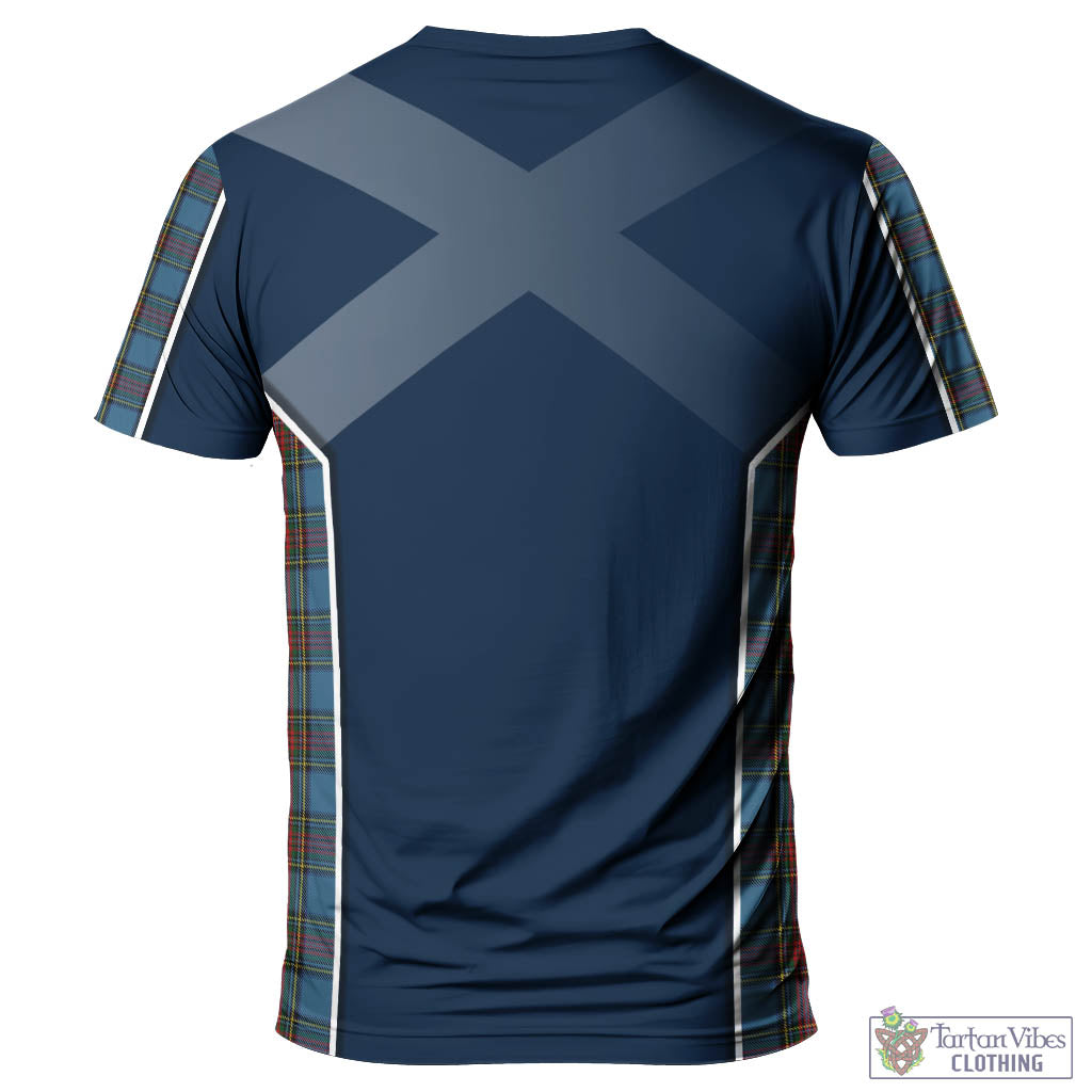 Tartan Vibes Clothing Stewart Royal Blue Tartan T-Shirt with Family Crest and Scottish Thistle Vibes Sport Style