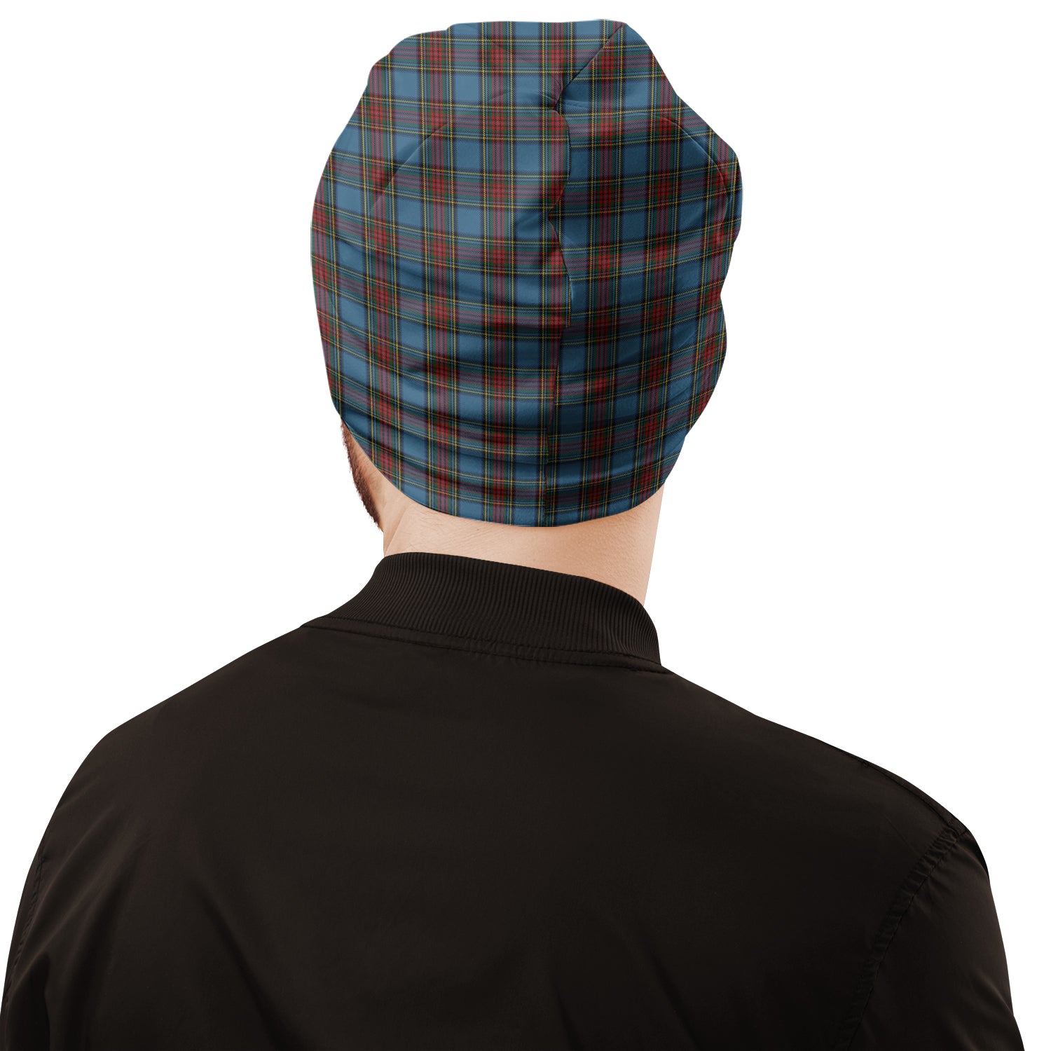 Stewart Royal Blue Tartan Beanies Hat with Family Crest - Tartan Vibes Clothing