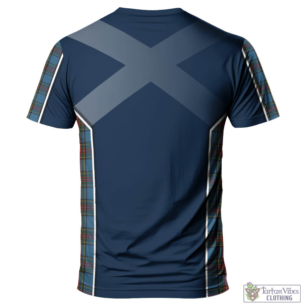 Tartan Vibes Clothing Stewart Royal Blue Tartan T-Shirt with Family Crest and Lion Rampant Vibes Sport Style