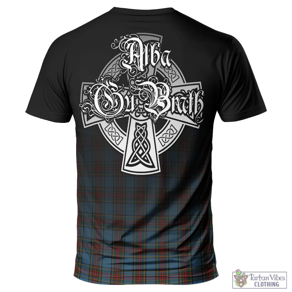 Tartan Vibes Clothing Stewart Royal Blue Tartan T-Shirt Featuring Alba Gu Brath Family Crest Celtic Inspired