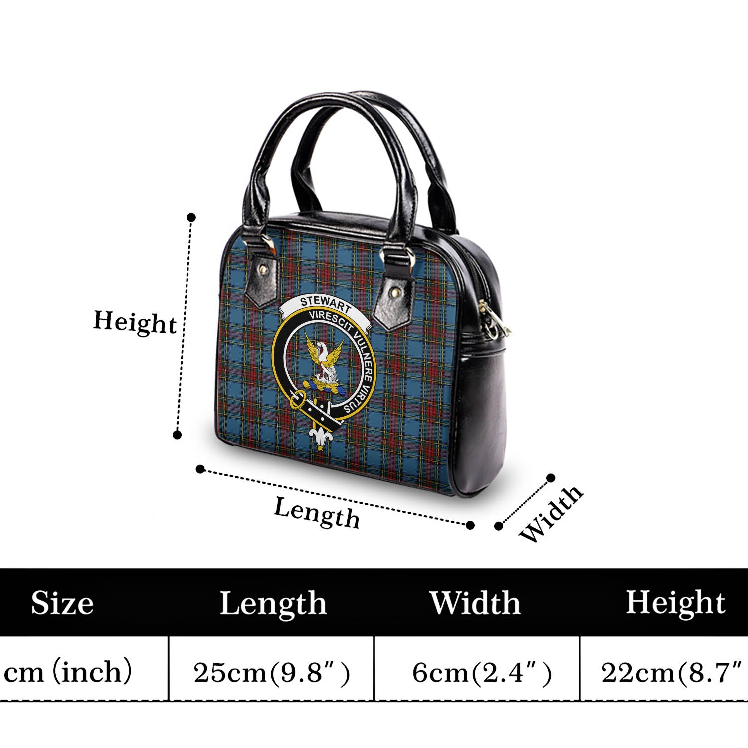 Stewart Royal Blue Tartan Shoulder Handbags with Family Crest - Tartanvibesclothing