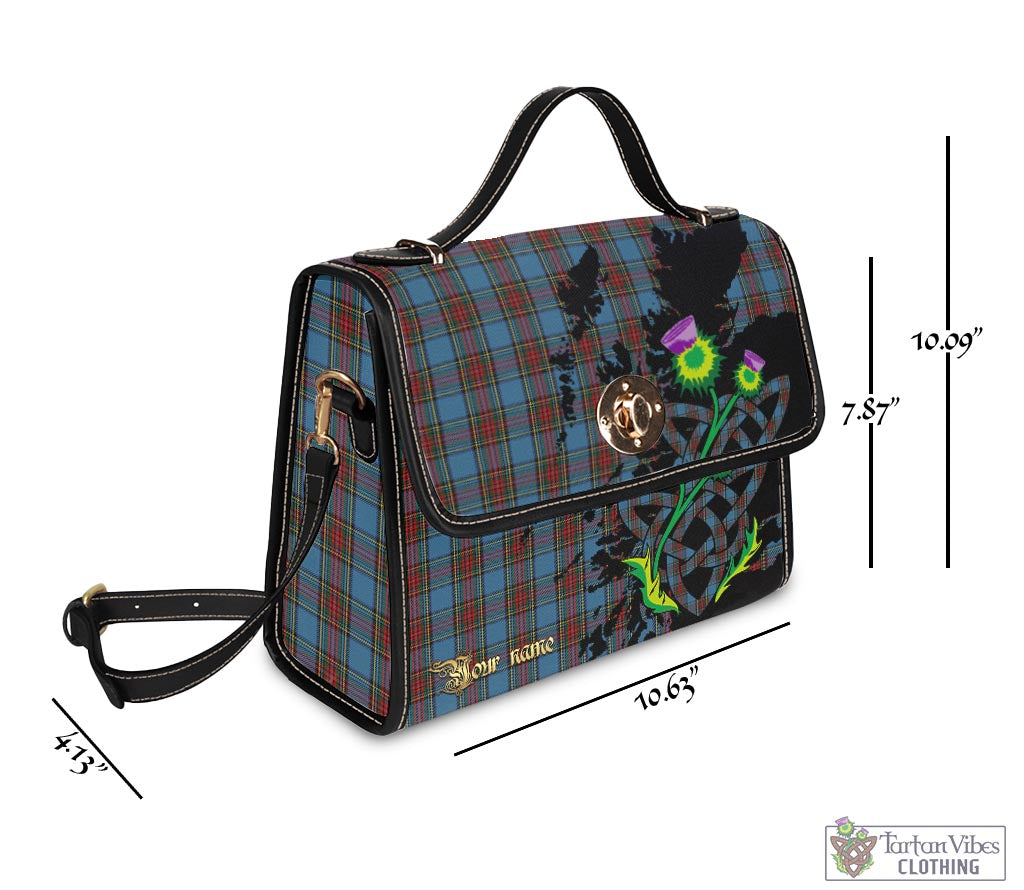 Tartan Vibes Clothing Stewart Royal Blue Tartan Waterproof Canvas Bag with Scotland Map and Thistle Celtic Accents