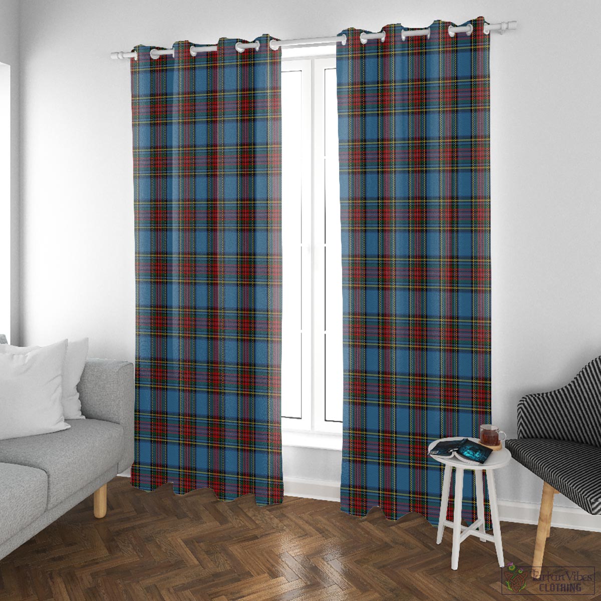 Stewart Royal Blue Tartan Window Curtain