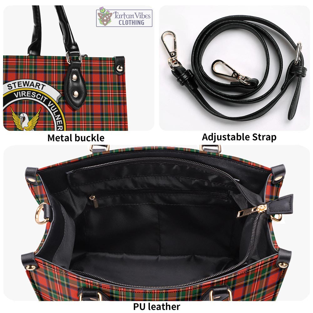 Tartan Vibes Clothing Stewart Royal Modern Tartan Luxury Leather Handbags with Family Crest