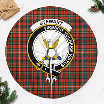 Stewart Royal Modern Tartan Christmas Tree Skirt with Family Crest